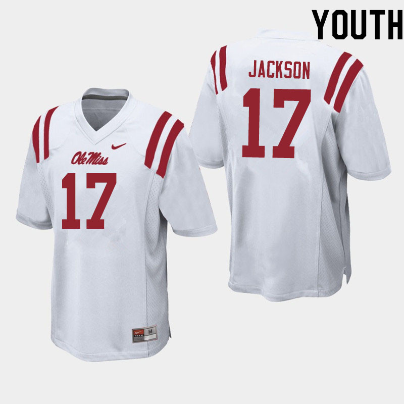 Jadon Jackson Ole Miss Rebels NCAA Youth White #17 Stitched Limited College Football Jersey EYW6558KN